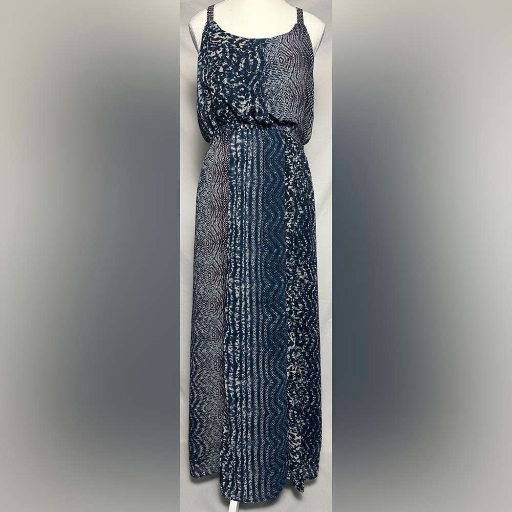 GUESS BY MARCIANO Blue Summer‎ Wedding Party Mix Print Maxi Dress Size 10